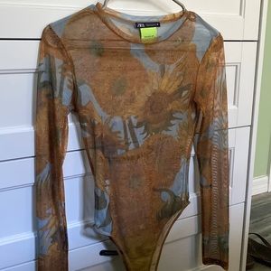 ZARA Van Gough sheer bodysuit